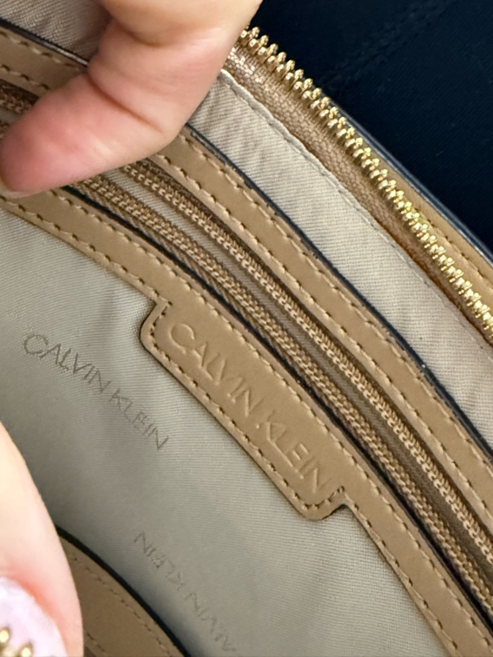 Calvin Klein Camille Lock Satchel Beige/Mint Green - Picture 13 of 16
